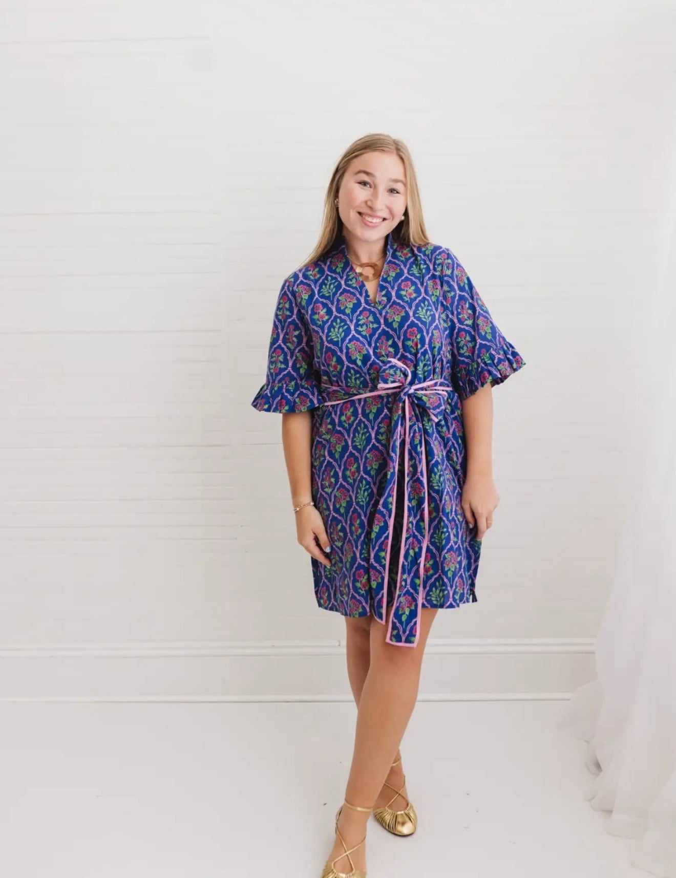 Chapel Mini Caftan- Midnight Bloom