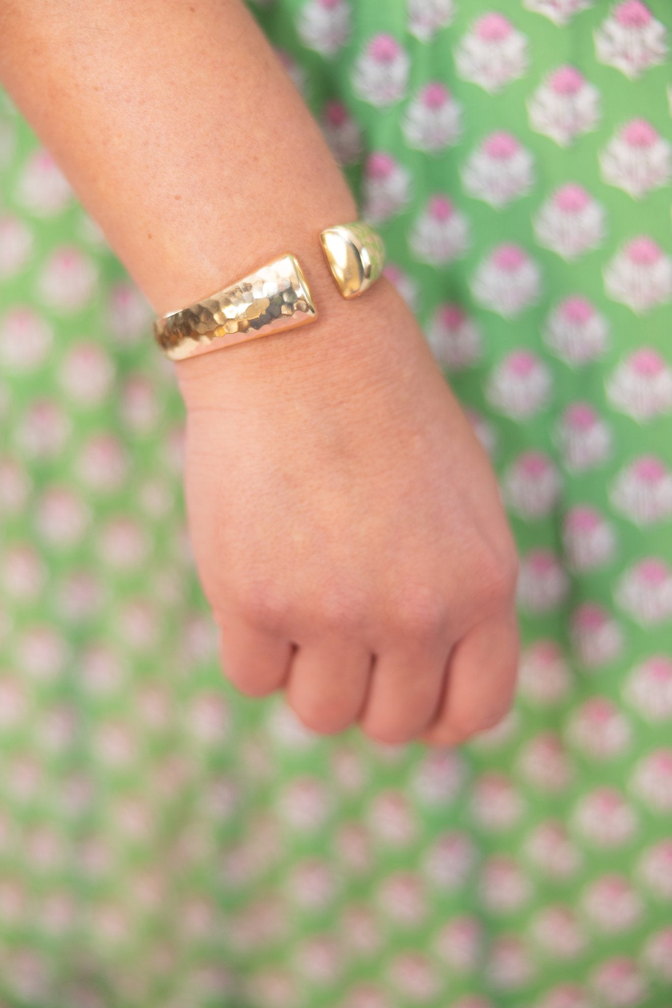 Corning Hammered Open Cuff Bracelet – Gold by Caroline Hill