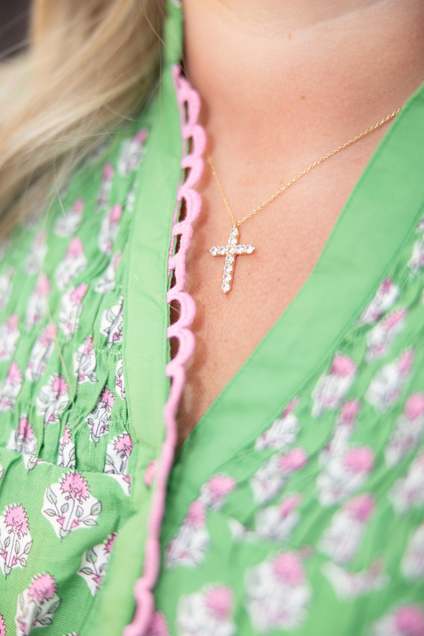 Valencourt Cross Necklace – Gold by Caroline Hill