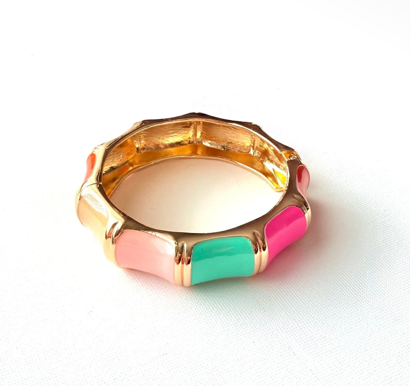 Enamel Hinge Inlay Bamboo Bangle