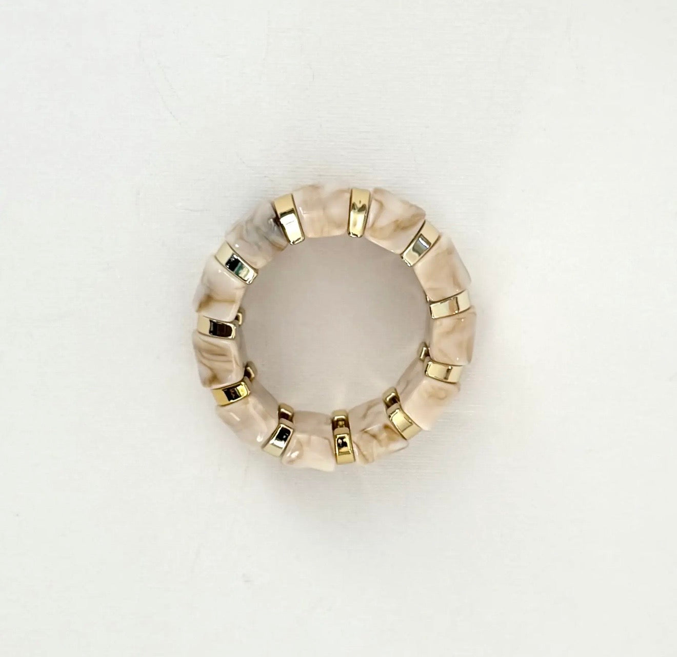 Golden Resin Moon Arc Beaded Bracelet Ivory