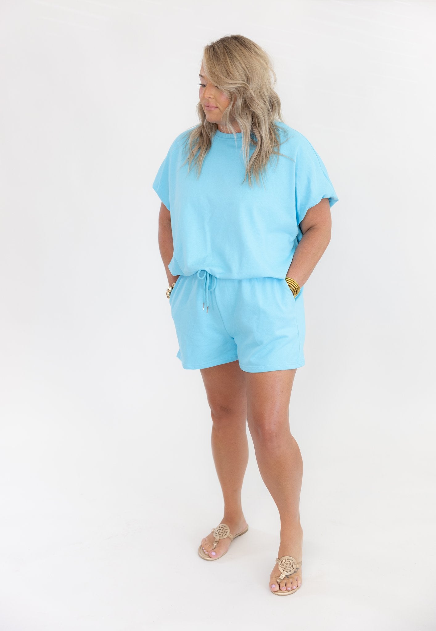 Solid Puffy Top & Shorts Set