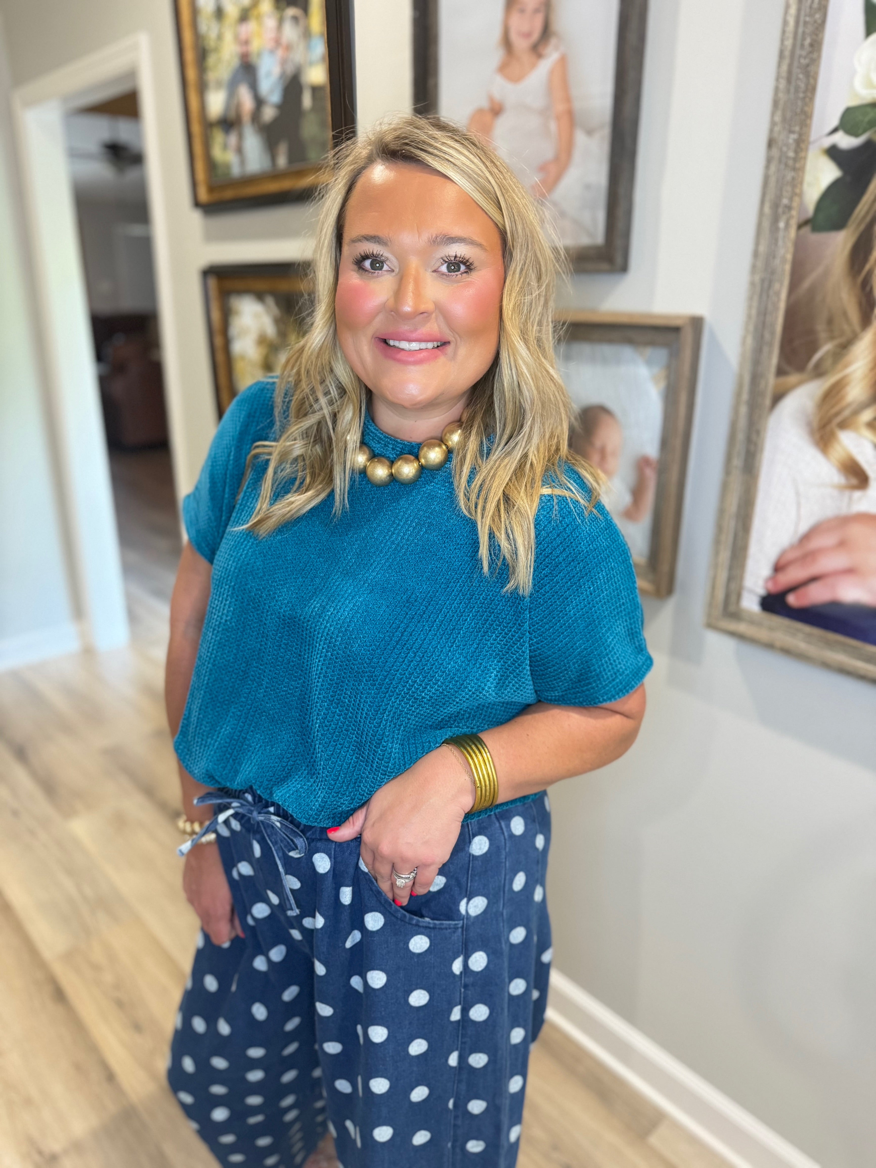 Cozy Days Sweater Top — Teal