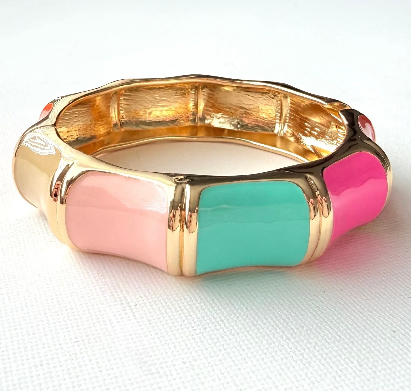 Enamel Hinge Inlay Bamboo Bangle